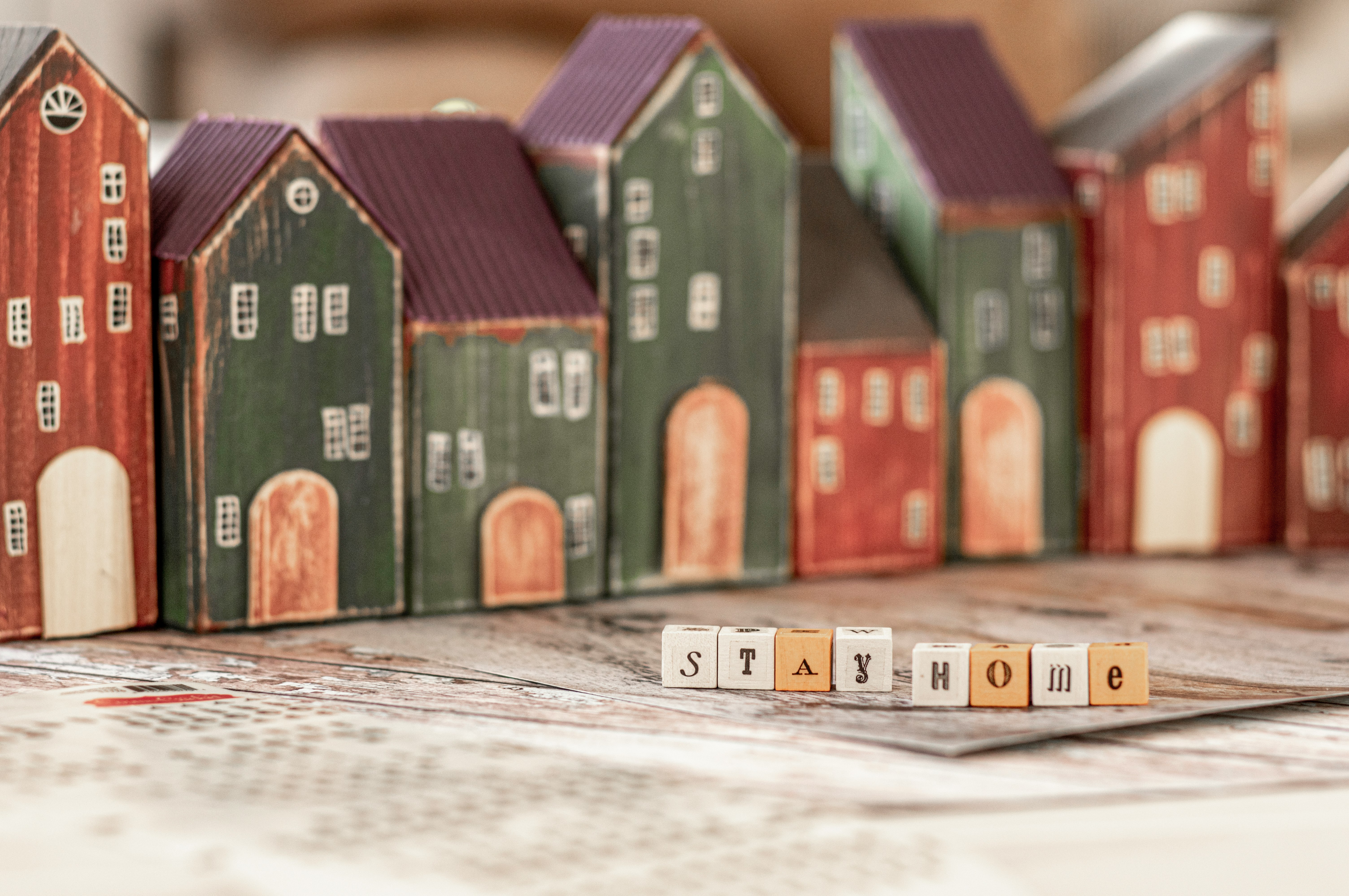 red green and brown wooden houses